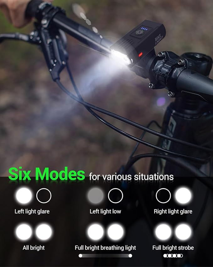 DEXO High Lumens USB Rechargeable Bike Light Set - Front & Rear Waterproof Safety Lights with 6+4 Modes - Image 3