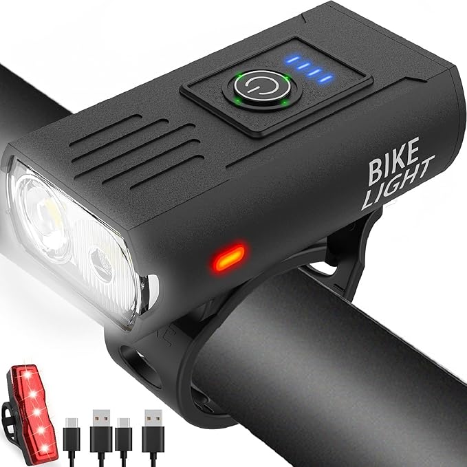 DEXO High Lumens USB Rechargeable Bike Light Set - Front & Rear Waterproof Safety Lights with 6+4 Modes - Image 1