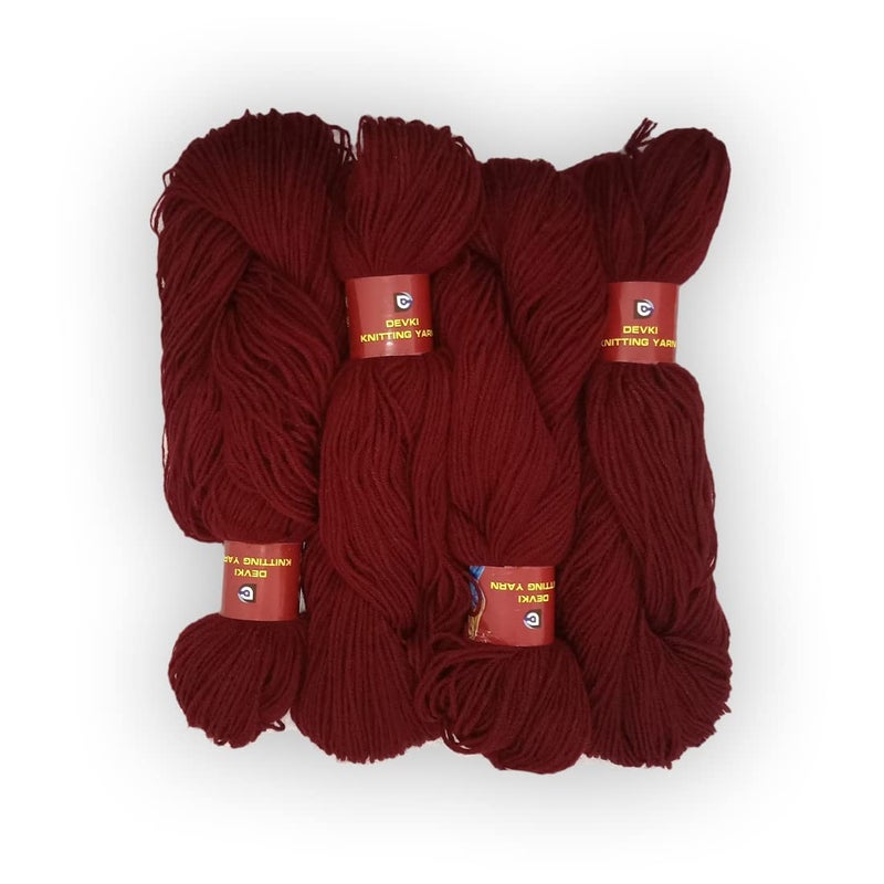 DEVKI DEVKI Knitting Yarn 100 Acrylic Baby Soft Wool for Art and Craft Work Best Suitable for Knitting Sweater SOCKES CAPS ETC NET Weight 200gm Maroon Color Shade NO DK19200