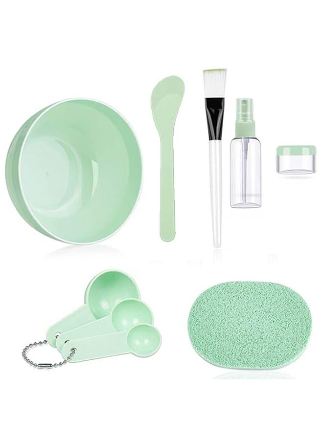 Generic Face Mask Mixing Bowl Set 9 Pcs DIY Facemask Mixing Tool Kit with Facial Mask Bowl Stick Spatula Silicone Brush Spray Bottle Puff Soaking Bottle Gauges  - Image 1