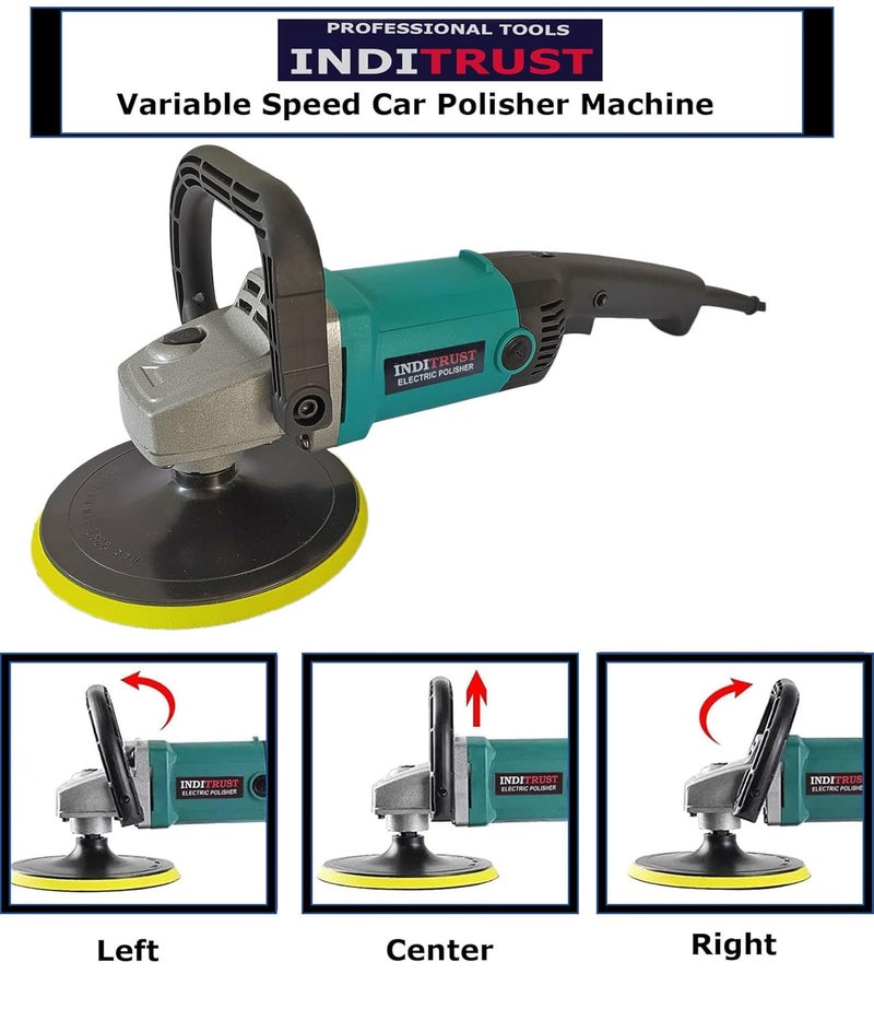Inditrust 1500W 6 months warranty 7 Inch Electric Car Polisher Machine 6 SPEED with Backup Pad Wool pad and Buffing Pad Double Insulated With Speed Adjustment 100% Copper Winding - Image 5