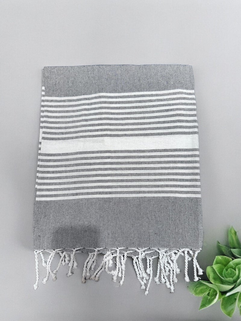 DOLCE CASA Cotton 100% Cotton Turkish Fouta Towel | Extra Large Full Size Cotton Bath Towel | Bath, Beach, Pool, Travel, Spa and Yoga | 90 x 170 cm Daily Use Shower Towel | Beach Towel (Dark Grey) - Image 1