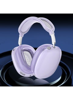 Suitable For Airpodsmax Apple Bluetooth Headset Max Earmuffs Decorative Transparent Headphone Protective Set Three-piece Set-Color:Translucent Purple (headband Protective Cover + Ear Cap Cover + Ear