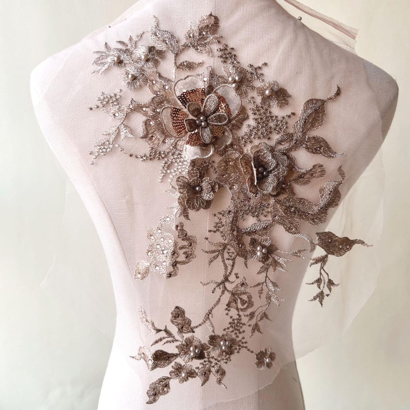 gelvs Blossom 3D Flower Applique Beaded Sequined Embroidery Lace Patch Sewing for Party Dress Wedding Gown - Image 4
