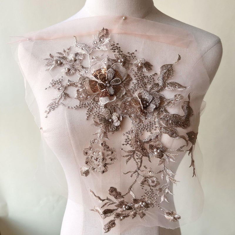 gelvs Blossom 3D Flower Applique Beaded Sequined Embroidery Lace Patch Sewing for Party Dress Wedding Gown - Image 2