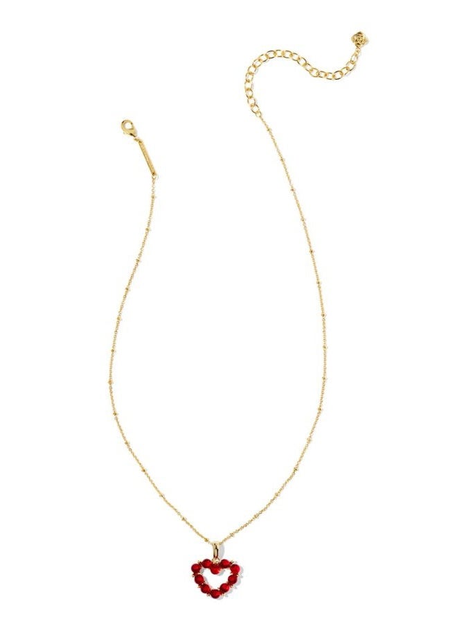 Kendra Scott , Women's, Ashton Heart Short Pendant Necklace, Gold Red Glass, One Size - Image 2