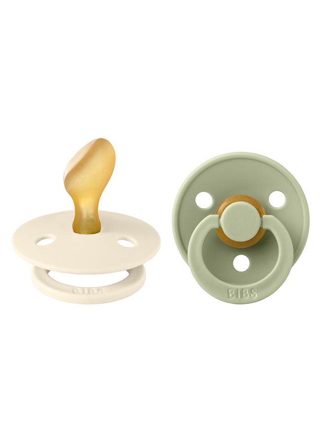 BIBS Anatomical Nipple Pacifier, Colour, 2-Pack, Latex, Size 2, Ivory And Sage - Image 1