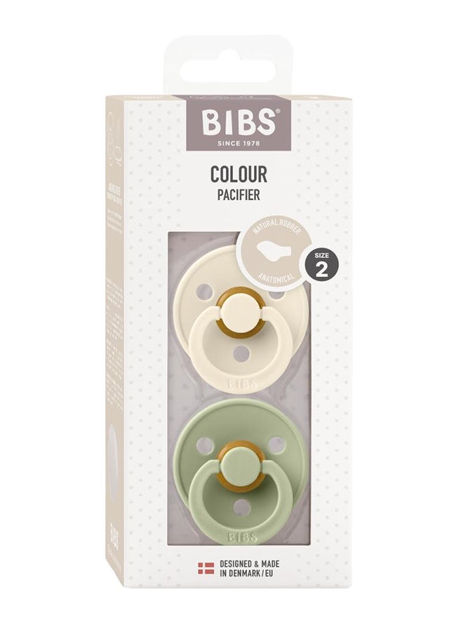 BIBS Anatomical Nipple Pacifier, Colour, 2-Pack, Latex, Size 2, Ivory And Sage - Image 2