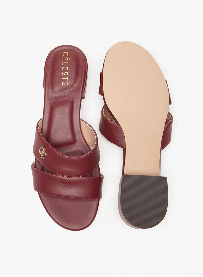 Celeste Women'S Solid Slip-On Sandals With Block Heels