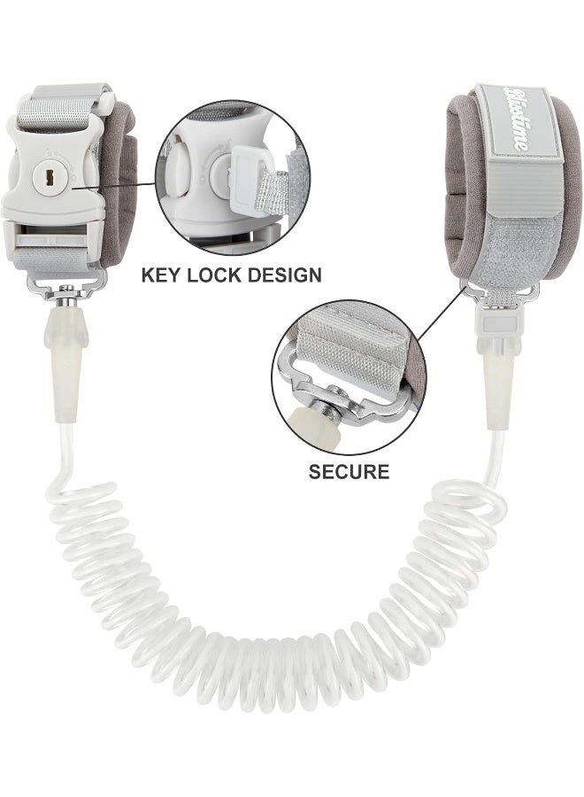 Blisstime Toddler Leash, Kid Leash Anti Lost Wrist Link with Key Lock Upgraded Baby Leash with Safety Wristband Rope for Babies Toddlers Child Kids (8.2ft/2.5m, Light Gray) - Image 2