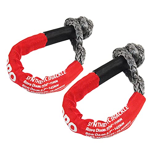 KING-PRO Synthetic Shackle 7/16"x20" Soft Shackle 35,000lbs Breaking Strength Recovery Soft Shackle with Protective Sleeves for Full-Size Truck Large SUVs Offroad Vehicels 2-Pack (Red-Gray) - Image 4