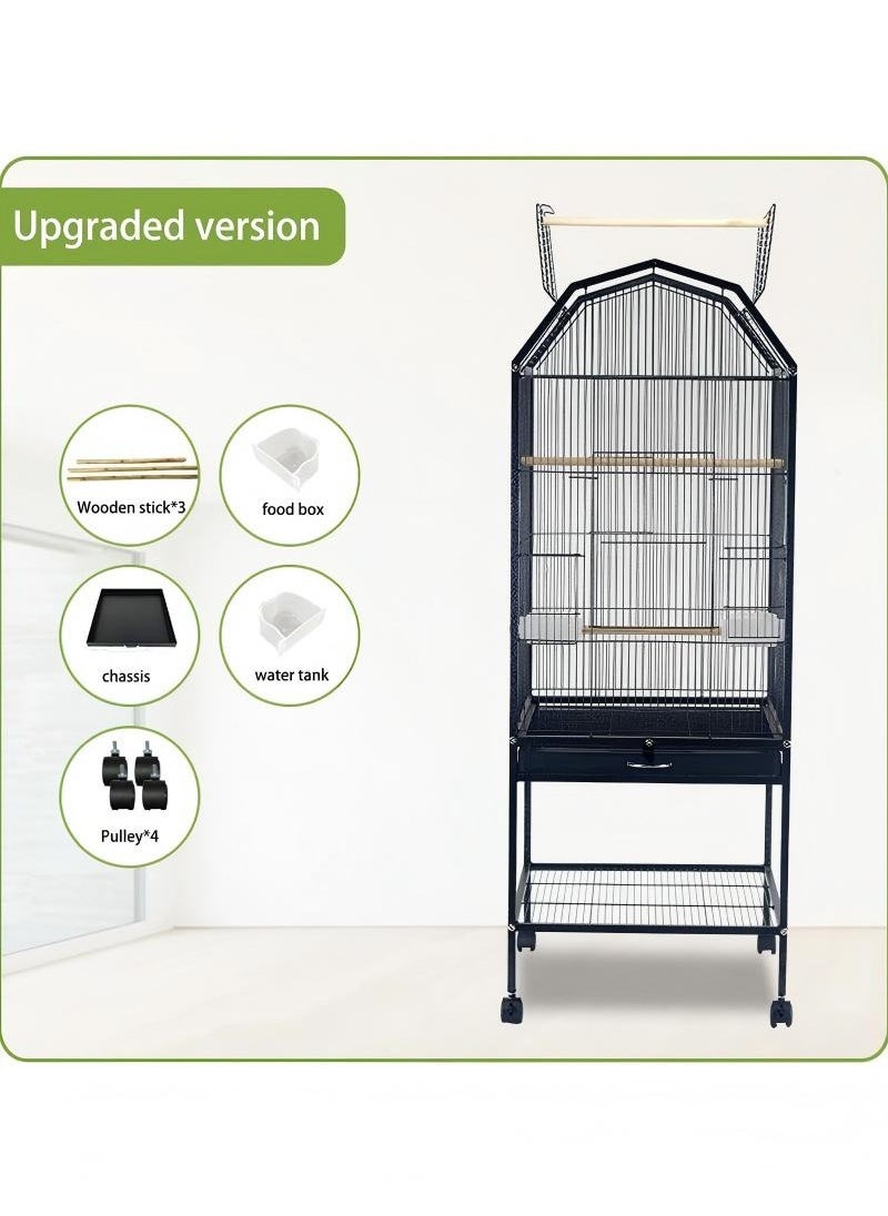 VRCOW Bird Cage,Open Play Top Bird cage with Rolling Stand for Cockatiel Sun Conure Parakeet,Height 51.96 inch  - Image 3