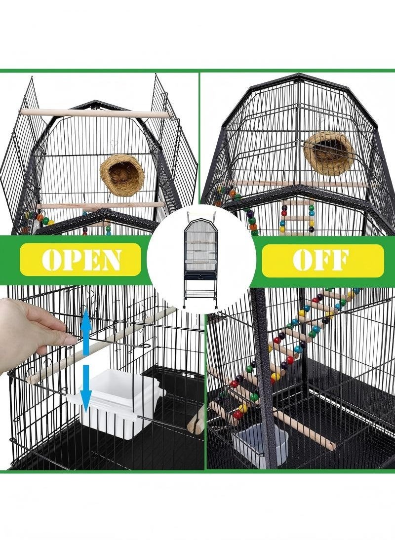 VRCOW Bird Cage,Open Play Top Bird cage with Rolling Stand for Cockatiel Sun Conure Parakeet,Height 51.96 inch  - Image 5