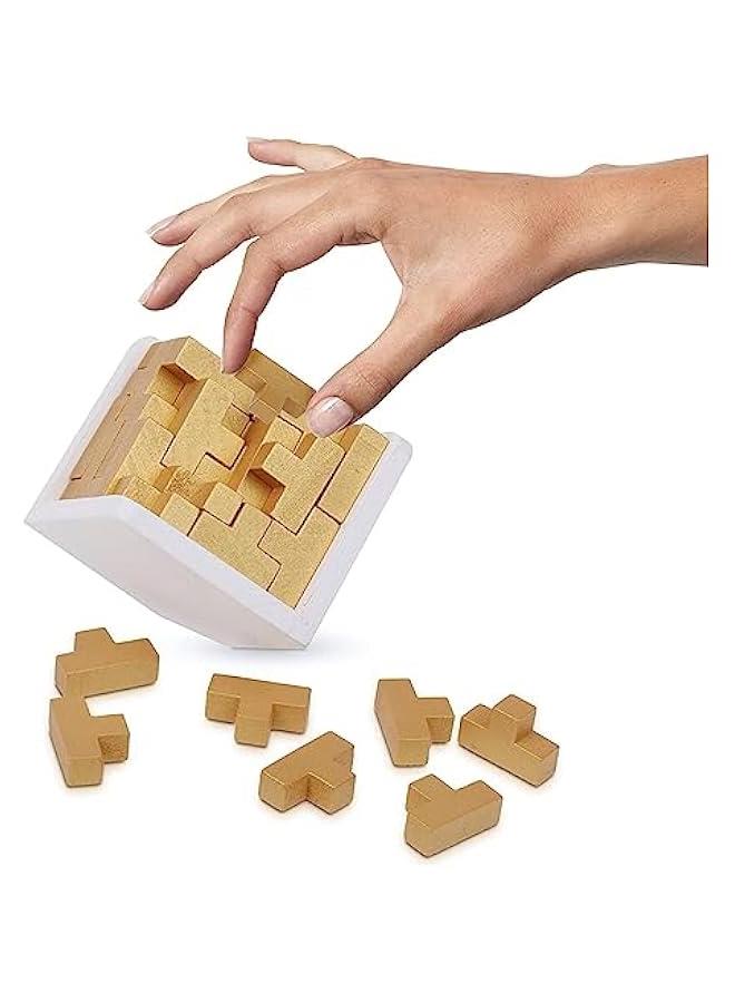 HOOKOR Original 3D Wooden Brain Teaser Puzzle Genius Skills Builder T-Shape Pieces. Educational Toy for Kids and Adults. Gift Desk Puzzles (Golden Edition) - Image 2