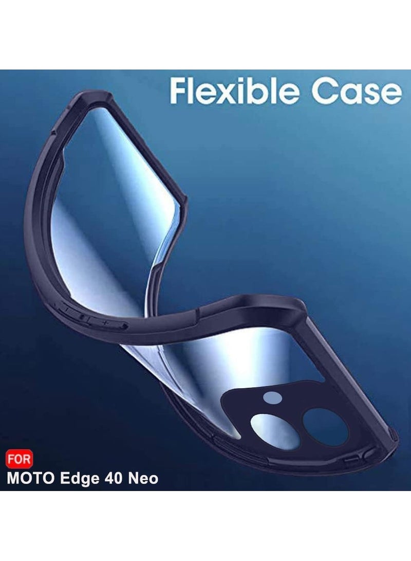 جراب خلفي شفاف مقاوم للصدمات بتصميم حماية 360 درجة جراب خلفي شفاف لهاتف Moto Edge 40 Neo (PC & TPU، ممتص صدمات أسود) - Image 4