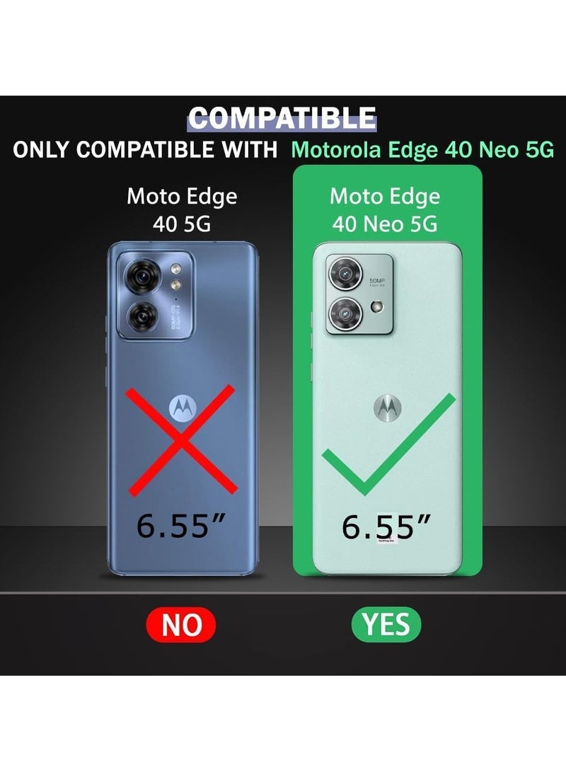 جراب خلفي شفاف مقاوم للصدمات بتصميم حماية 360 درجة جراب خلفي شفاف لهاتف Moto Edge 40 Neo (PC & TPU، ممتص صدمات أسود) - Image 5