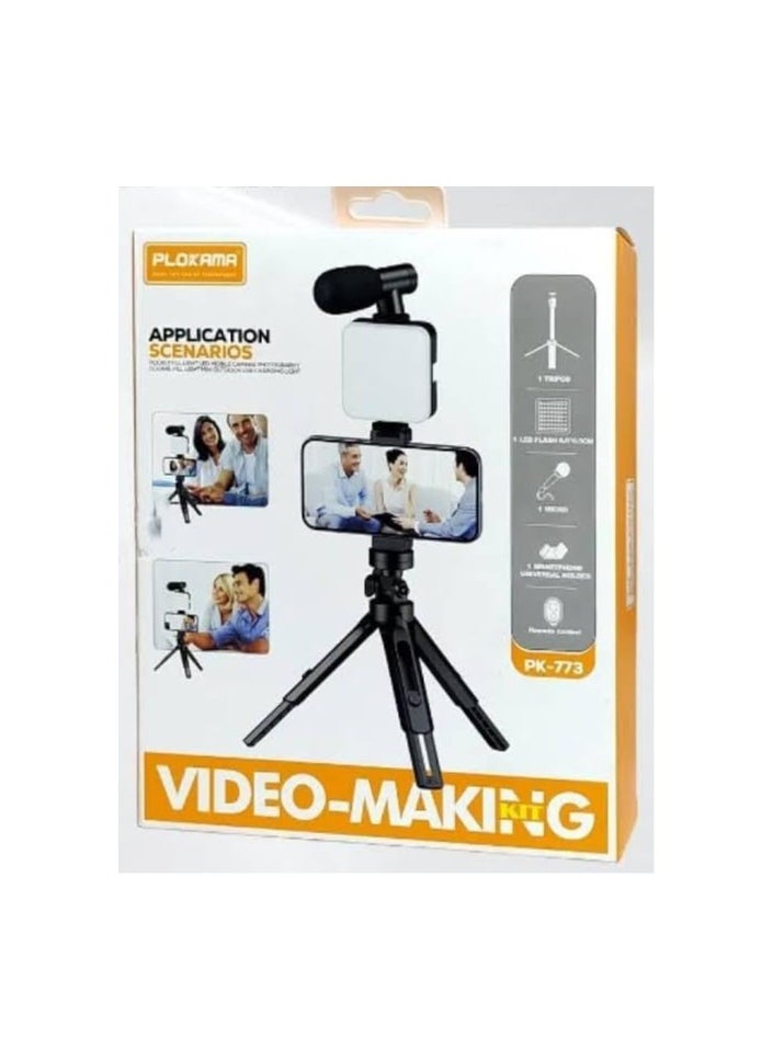 PLOKAMA - PK-773 Video Maker Includes One Microphone, Remote Control, Useful Fixed LED Light - Image 1