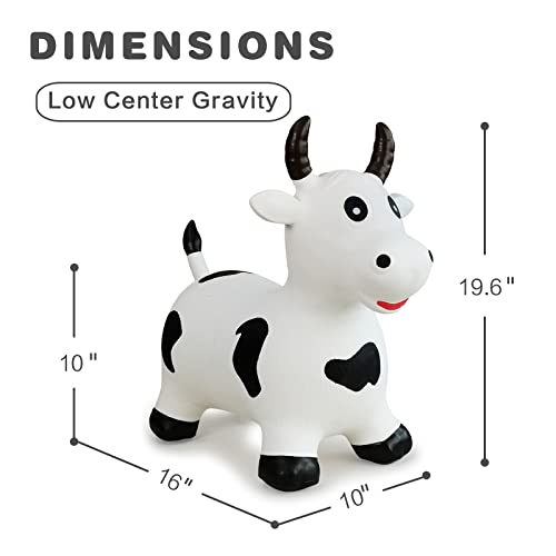 Hot Max HotMax Bouncy Cow Hopping Horse Toys, Inflatable Bouncing Animal Hopper for Toddlers or Kids, Ride on Jumping Farm Toys for Boy or Girl Birthday Gift 2 3 4 Year Old (White Cow) - Image 2