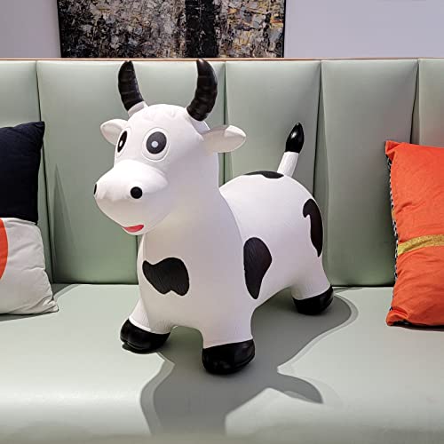 Hot Max HotMax Bouncy Cow Hopping Horse Toys, Inflatable Bouncing Animal Hopper for Toddlers or Kids, Ride on Jumping Farm Toys for Boy or Girl Birthday Gift 2 3 4 Year Old (White Cow) - Image 5