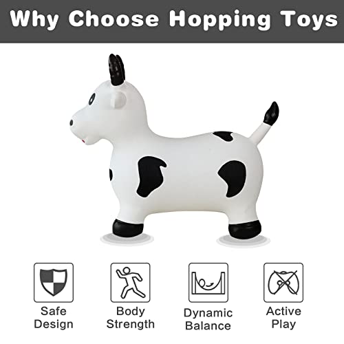 Hot Max HotMax Bouncy Cow Hopping Horse Toys, Inflatable Bouncing Animal Hopper for Toddlers or Kids, Ride on Jumping Farm Toys for Boy or Girl Birthday Gift 2 3 4 Year Old (White Cow) - Image 3