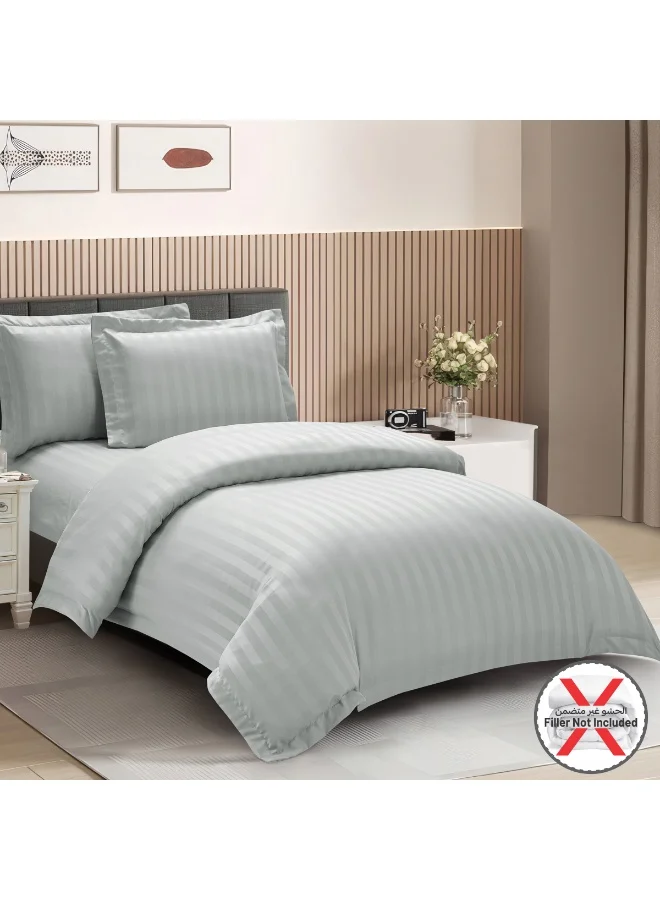 Donetella Hotel Striped Duvet Cover Set, Fits 180x200 cm Size Bed, 4-Pcs Queen Size Bedding Set, Brushed Microfiber Fabric, (Filler Not Included).