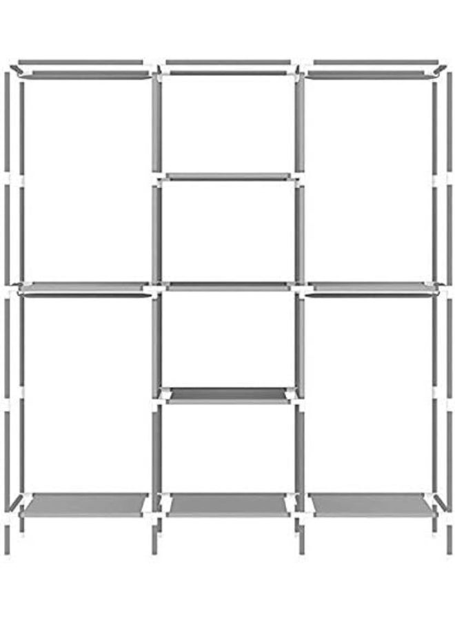 خزانة ملابس قماشية أنيقة ومحمولة – 3 أبواب بهيكل معدني ألومنيوم قابل للطي، خزانة تنظيم وتخزين بطلاء مسحوق لحفظ الملابس والإكسسوارات (بني) - 88130A-BR - Image 2