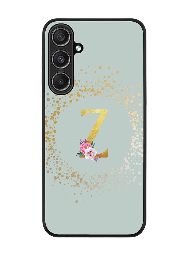 Stylizedd Rugged Black Edge case for Samsung Galaxy S23 FE, Slim fit Phone Case Cover- Custom Monogram Initial Letter Floral Pattern Alphabet - Z (Light Grey) - Image 1