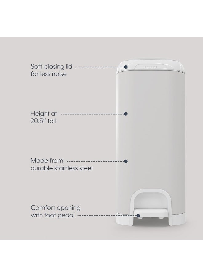 Diaper Genie Select Pail (Grey) is Made of Durable Stainless Steel and Includes 1 Starter Square Refill That can Hold up to 165 Newborn-Sized Diapers. - Image 5