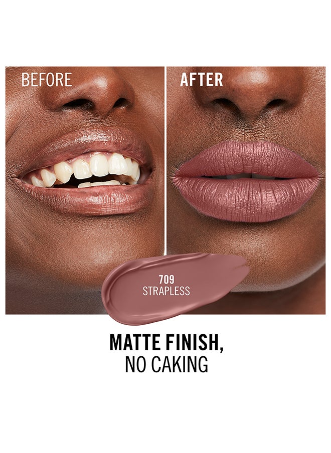 RIMMEL LONDON أحمر شفاه سائل يدوم طويلاً ميجا مات 709 بدون حمالات  - Image 5