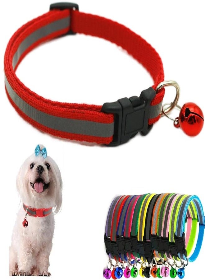 Weimostar Red Cat Collar with Bell, Reflective XS Dog Collars Soft Adjustable Buckle for XXS XSmall Extra Small Puppy Female Male Tiny Pets Dogs Boy Girl Kitten Yorkie Chihuahua X-Small - Image 1