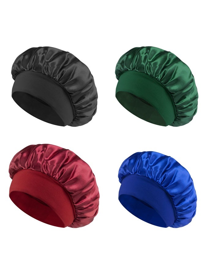 GUSGU 4 Pack Satin Bonnet Silk Hair Bonnet for Sleeping, Hair Sleep Bonnets for Women, Large Wide Soft Band Sleep Cap for Curly Hair Braids ﻿ - Image 1