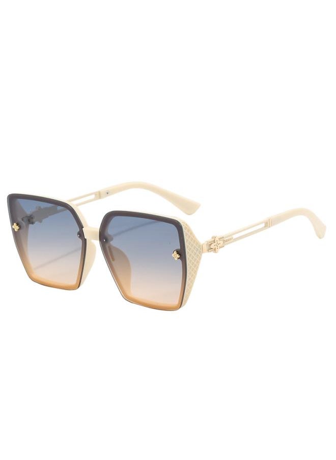 Generic - New Personalized Square Net Red Fashion Trendy Sunglasses European And American Clover High-grade Sunscreen Large Frame Slimming - Image 1