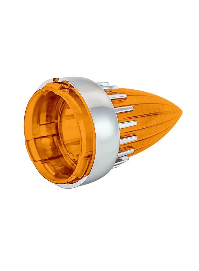 FATECIM 2" Bullet Turn Signal Light Supersonic Replacement Amber Lenses Covers for Softail Street Road Glide Fat boy Sportster Dyna Deluxe Bikes Snap On repl. OEM# 68973-00 Chrome Bezel - Image 5