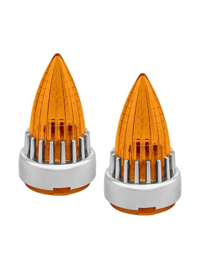 FATECIM 2" Bullet Turn Signal Light Supersonic Replacement Amber Lenses Covers for Softail Street Road Glide Fat boy Sportster Dyna Deluxe Bikes Snap On repl. OEM# 68973-00 Chrome Bezel - Image 1