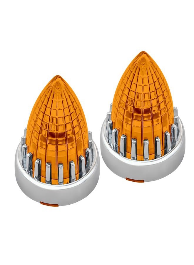 FATECIM 2" Bullet Turn Signal Light Supersonic Replacement Amber Lenses Covers for Softail Street Road Glide Fat boy Sportster Dyna Deluxe Bikes Snap On repl. OEM# 68973-00 Chrome Bezel - Image 3