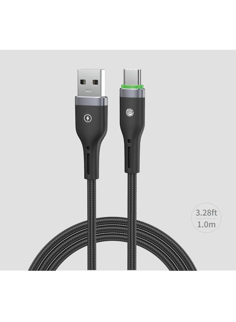 FIFTH ELEMENT NEXA 1m USB-A to USB-C Nylon Cable, 27W Fast Charging with Smart Auto Power-Off & LED Indicator – Black - Image 3
