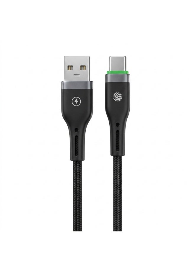 FIFTH ELEMENT NEXA 1m USB-A to USB-C Nylon Cable, 27W Fast Charging with Smart Auto Power-Off & LED Indicator – Black - Image 1