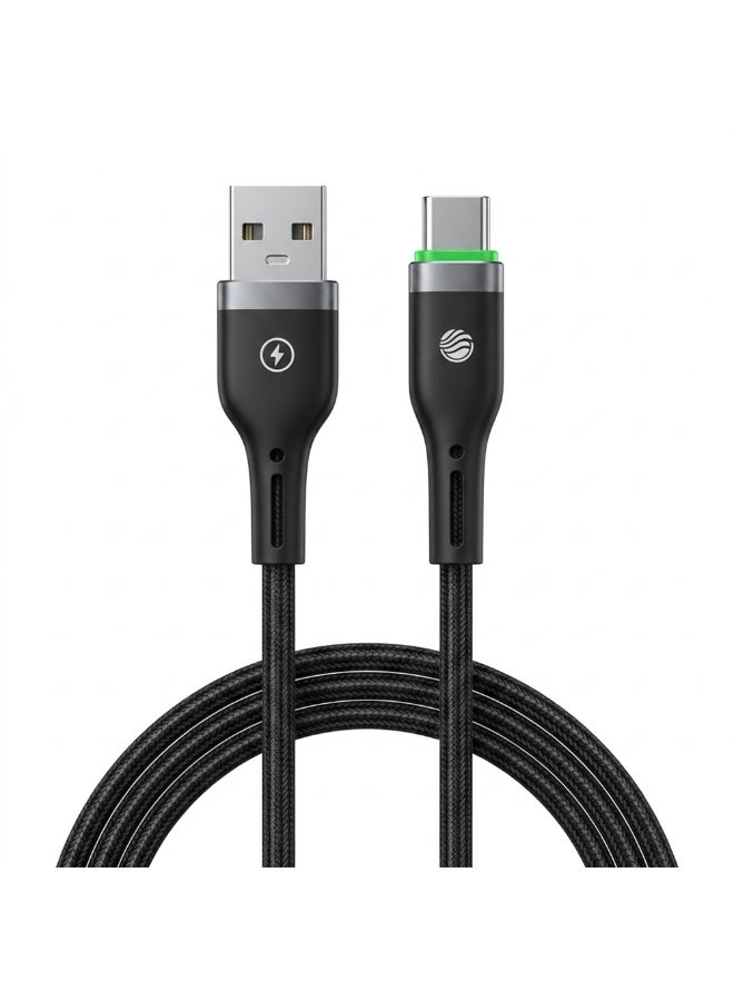 FIFTH ELEMENT NEXA 1m USB-A to USB-C Nylon Cable, 27W Fast Charging with Smart Auto Power-Off & LED Indicator – Black - Image 2