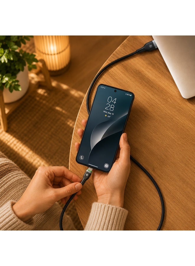 فيفث إيليمنت كابل FIFTH ELEMENT NEXA بطول 1 متر من USB‑A إلى USB‑C يدعم الشحن السريع بقدرة 27 واط مع ميزة الإيقاف التلقائي الذكي ومؤشر LED – اللون الأسود - Image 4