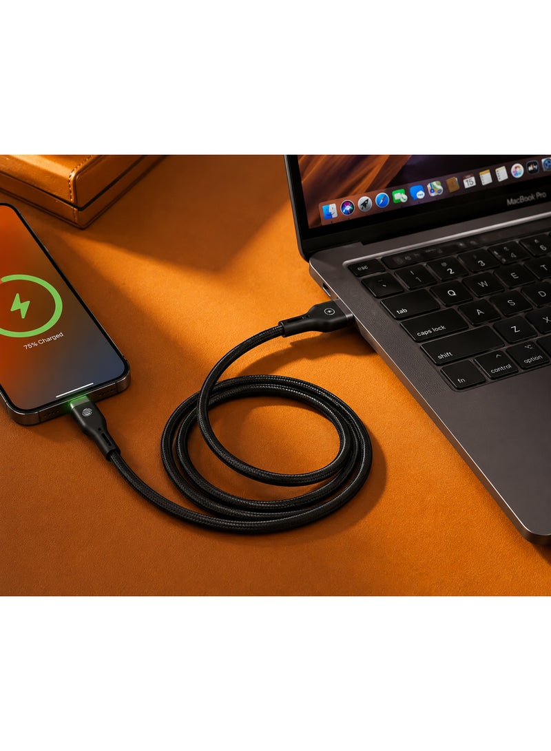 فيفث إيليمنت كابل FIFTH ELEMENT NEXA بطول 1 متر من USB‑A إلى USB‑C يدعم الشحن السريع بقدرة 27 واط مع ميزة الإيقاف التلقائي الذكي ومؤشر LED – اللون الأسود - Image 5