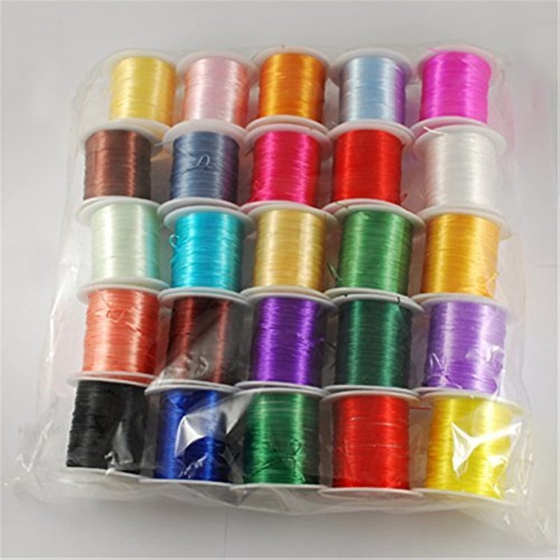 Pandahall 25rollsBag 08mm Elastic Stretch Fibre Wire Jewelry Bracelet Crystal String Cords 10mroll Mixed Color