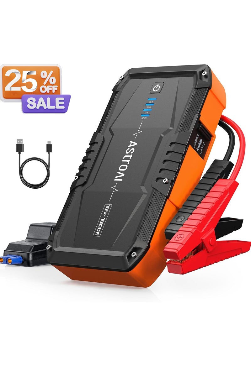 AstroAI AstroAI S8 1500A Car Jump Starter Battery , 37WH 12V Car Jumper Starter Battery Pack for Up to 6.0L Gas & 3.0L Diesel Engines, 12V Portable Jump Box with 3 Modes Flashlight and Jumper Cable (Orange) from USA  - Image 1