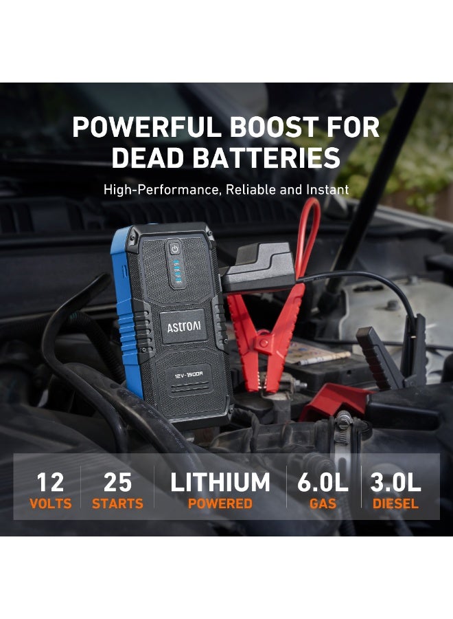 AstroAI V8 Car Jump Starter Battery for All Passenger Car  12800 mAh Power bank 37WH 12V Car Jumper Starter Battery Pack for Up to 6.0L Gas & 3.0L Diesel Engines, 12V Portable Jump Box with 3 Modes Emergency Light and Jumper Cable from USA for Gifts - Image 3