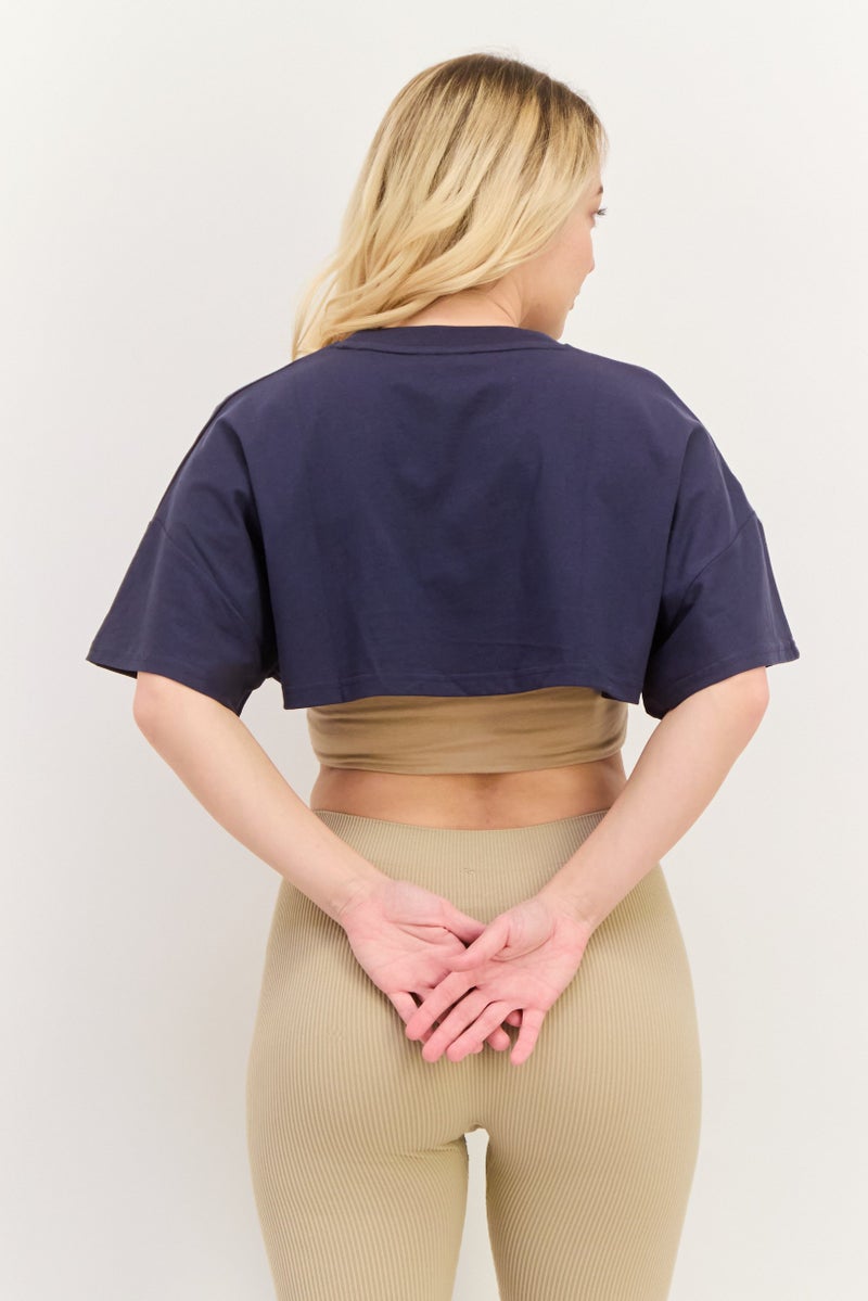 Adidas Women Sportswear Fit Short Sleeves Outdoor Top, Navy - Image 3