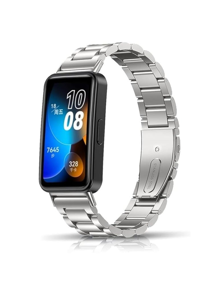 Next Store Stainless Steel Metal Watch Band Compatible with Huawei Band 8/9, Solid Stainless Steel Metal Wristband with Metal Buckle