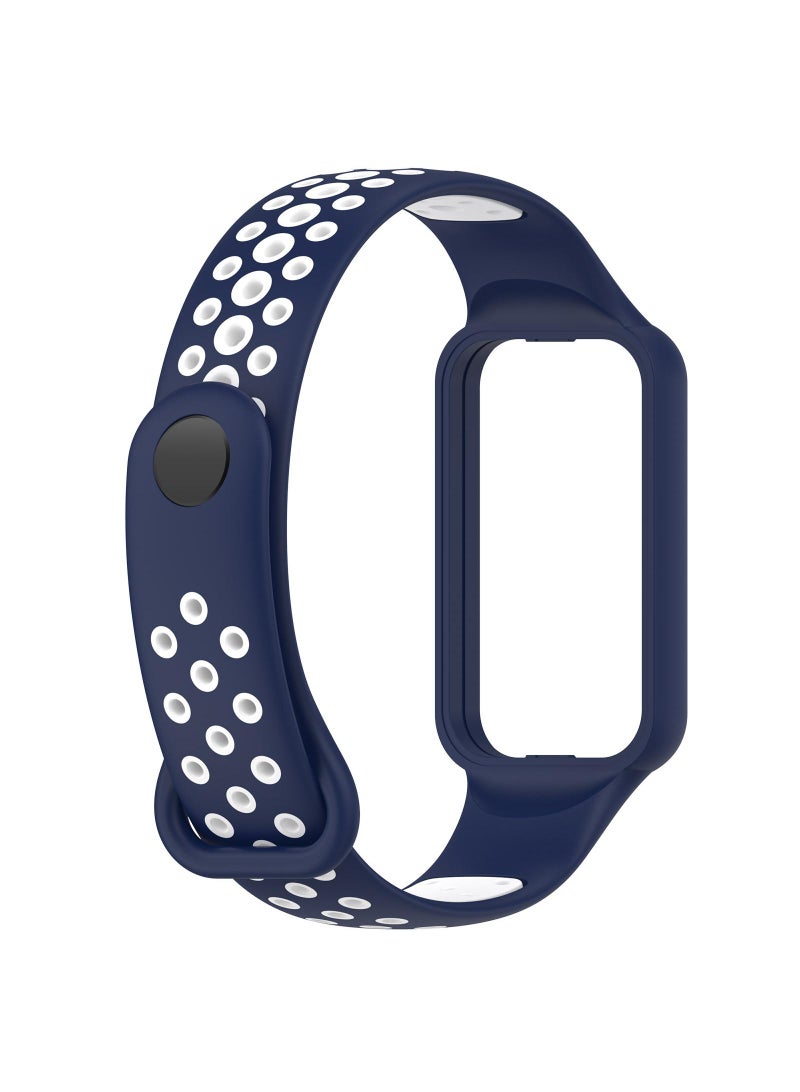 1 قطعة حزام ساعة لساعة Redmi Band 2/Xiaomi Band 8 Active، أزرق/أبيض - Image 1