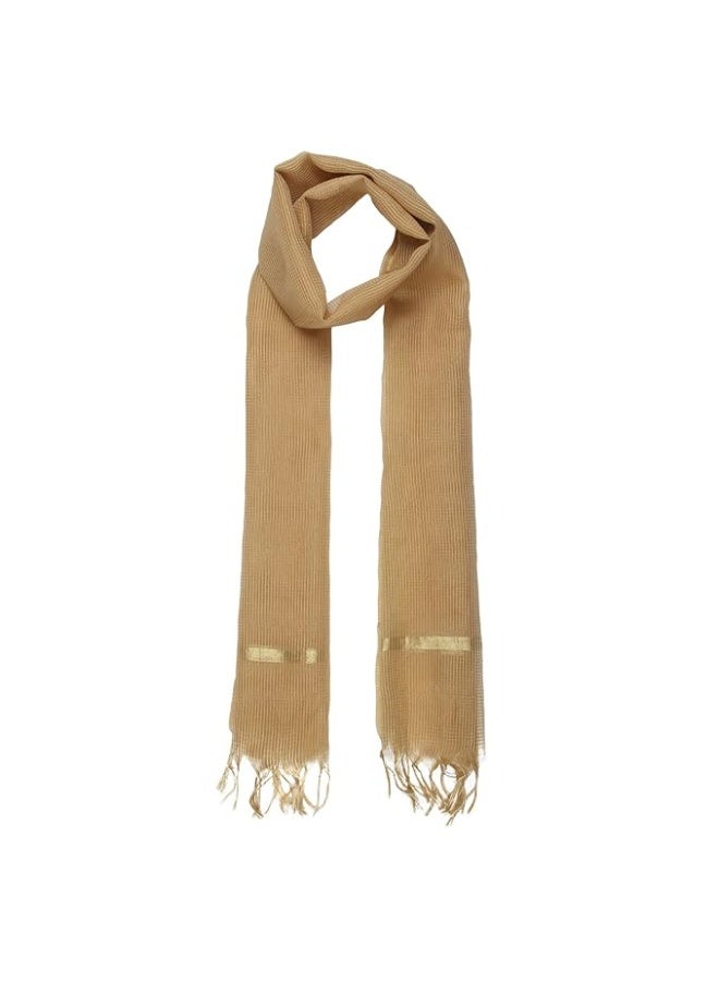 بازار دوباتا شال نسائي من الحرير الصناعي الذهبي بنقشة مربعات من دوباتا بازار - Image 4