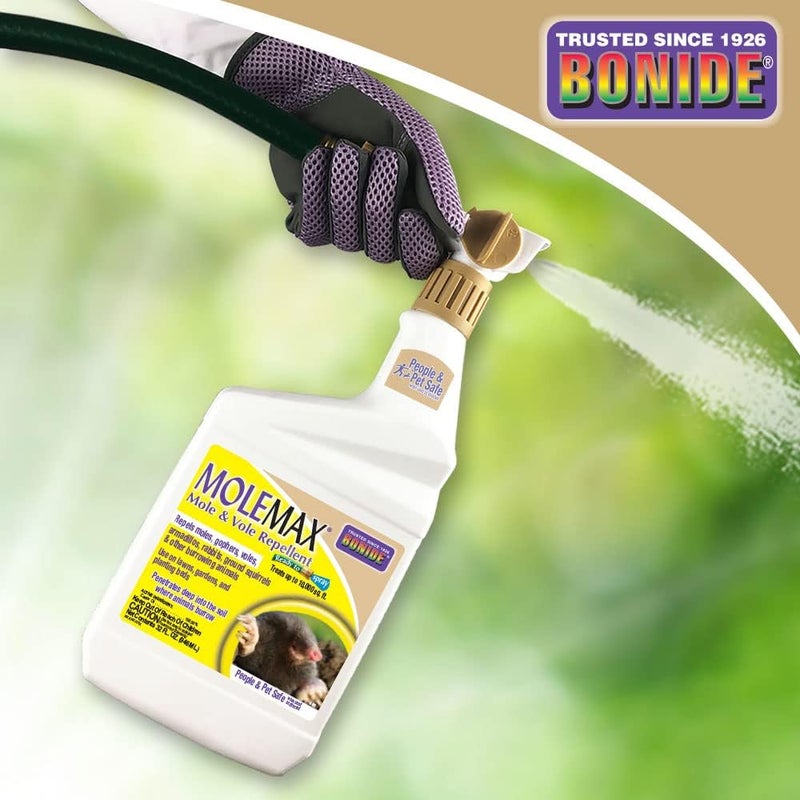 Bonide MOLEMAX Mole & Vole Repellent, 32 oz Ready-to-Spray Animal Repellent for Gardens, People and Pet Safe - Image 5