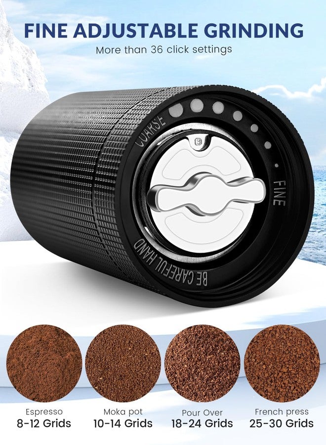Jurmickey Manual Coffee Grinder, Portable Hand Coffee Grinder With Adjustable Setting Clicks/Travel Coffee Bean Grinder/Great Gift For Home, Office and Camping - Image 3