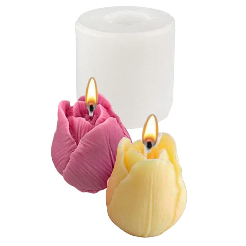 SOFTCREATO Tulip Rose Bud Flower Shape Candle Making Silicone Molds Round 3D Rose Bloom Flower Candle Silicone Mould for DIY Handmade Chocolate Mousse Dessert Soap Cake Aromatherapy Resin Art Craft Making Home Party Decoration B